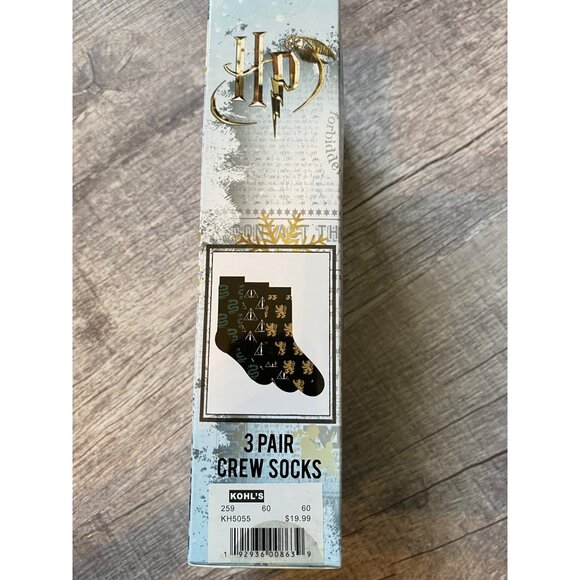 Harry Potter 3 Pair Crew Socks Size 6-12 Deathly Hallows Design Black & Green - Picture 9 of 11